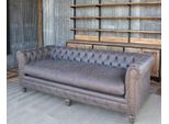 Chesterfield 3 Posti Classico Lusso Barocco Rococò Divano In Pelle Tessile