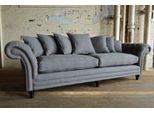 Divano Classico Chesterfield Divano A 4 Posti Divano In Pelle Velluto Design Grigio 240Cm