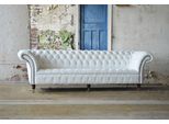 Divano Classico Chesterfield Divano A 4 Posti Divano In Pelle Vellutata Design Grande Bianco