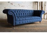Divano Chesterfield Xxl Grande Divano Divani Velluto Pelle Tessuto Tappezzeria Nuovi Blu