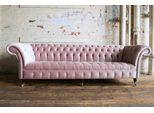Divano Chesterfield Xxl Grande Divano Divani Velluto Pelle Tessuto Tappezzeria Nuovi Rosa