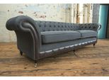 Divano Classico Chesterfield Divano A 4 Posti Divano In Pelle Vellutata Design Nero Nuovo