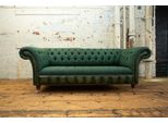Classico Chesterfield Verde Pelle Tessile Divano Seduta Tappezzeria Tessuto Divani Nuovo
