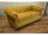Divano Chesterfield Design 2 Posti Divano Imbottito Set Di Sedili In Pelle Tessile Giallo