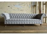Divano Classico Chesterfield 4 Posti Divani Divani In Pelle Design Grigio Tappezzeria