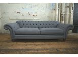 Divano Classico Chesterfield Divano A 4 Posti In Pelle Vellutata Design Grigio 240Cm