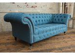 Chesterfield 3 Posti Imbottito Divano In Pelle Divano In Stile Moderno Blu Tessuto