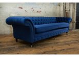 Divano Classico Chesterfield Divano A 4 Posti Divano In Pelle Vellutata Blu Design Imbottito