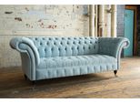 Chesterfield 3 Posti Imbottito Divano In Pelle Divano Tessile Stile Moderno Blu