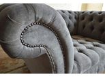 Poltrona Divano Tappezzeria Divano Chesterfield 1,5 Posti Monoposto Grigio Tessile