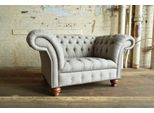 Poltrona Divano Chesterfield Design In Tessuto 1,5 Posti Divani Imbottiti Lounge Velluto Grigio