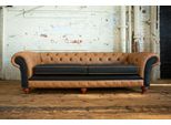 Divano Classico Chesterfield Divano A 4 Posti Divano In Pelle Vellutata Design Grigio 260Cm