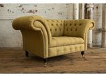 Poltrona Divano Tappezzeria Divano Tessile Chesterfield Divani 1,5 Posti Monoposto Giallo