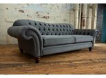 Divano Grande 4 Posti Divano Chesterfield Tappezzeria Set Di Sedili Tessuto Tessile Nuovo Grigio