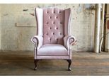 Chesterfield Wing Chair Divano Monoposto Relax Imbottitura Velluto Pelle Tessuto Nuovo