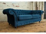 Divano Tessile Di Lusso Chesterfield Divani Tappezzeria 3 Posti Set Velluto Blu