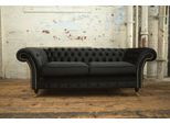 Classico Divano Chesterfield In Pelle Nera Tessile Divano Seduta Tappezzeria Tessuto Divani