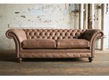 Divano Chesterfield Marrone In Pelle Tessile Divano Classico Sedile Imbottito Tessuto Divani