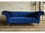Divano Chesterfield Blu In Pelle Tessile Divano Classico Seduta Tappezzeria Tessuto Divani