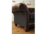 Divano Chesterfield Marrone In Pelle Tessile Divano Classico Seduta Imbottitura Tessuto Divani