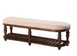 Sgabello Sgabello Imbottito Piedi Mobili Panche Soggiorno Seduta Pelle Beige Design Tessile