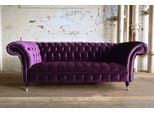 Divano Chesterfield 3 Posti Divano Tessile Pelle Velluto Set Tappezzeria Sedile Viola