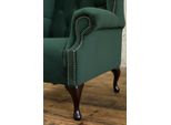 Chesterfield Wing Chair Poltrona 1 Posto Imbottita Divano Relax Televisione Tessuto