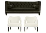 Chesterfield+2 Poltrona Nero Bianco Xxl Grande Tessuto Divani Mobili Creativi
