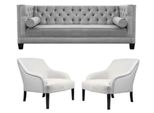 Poltrona Chesterfield Grigio Bianco Xxl Grande Tessuto Divani Mobili Creativi Nuovo
