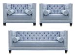 Set Di Divani Blu Poltrona Chesterfield Mobili Creativi Tessuto Soggiorno Nuovo
