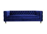 Divano Blu Chesterfield Grande 4 Posti Nuovo Tessile Tessuto Divani Mobili 230Cm Nuovo