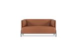 Divano 2 Posti Studio Marrone Unicolore Acciaio Inox Grigio Piedi Moderno
