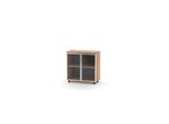 Armadio Per Archiviazione Con Ante In Vetro Ripiano A Intarsio Marrone Unicoloured Studio
