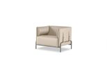 Poltrona Beige Unicolore Modello Studio Design Moderno Stile Soggiorno