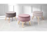 Sgabello Ottomana Pouf Moderno Lusso Tessuto Design Soggiorno Rosa Rotondo