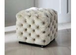 Sgabello Poggiapiedi Poliestere Soggiorno Tessuto Bianco Seduta Di Lusso Mobili Chesterfield