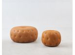 Sgabello Sgabello Chesterfield Rotondo Arancione In Pelle Tessile 78X35