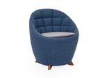 Poltrona Tonda Blu Di Design Imbottita Salotto Monoposto 1 Posto Nuovo