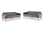 Set Di Divani Nero Marrone A 3 Posti In Pelle Divani Moderni In Acciaio Inox