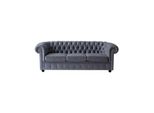Divano Chesterfield Grigio A Tre Posti, Divano Divano Da Salotto Di Design