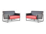Set Di Divani A 2 Posti In Pelle Nera Rossa Divani Moderni In Pelle Acciaio Inox