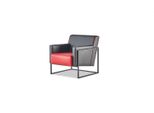 Poltrona Nero Rosso Poltrona In Pelle Moderna Acciaio Inox Legno 1 Posto