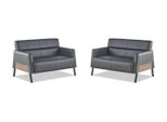 Set Divano In Pelle 2 Posti Nero Divano Moderno In Pelle Acciaio Inox Legno Morbido