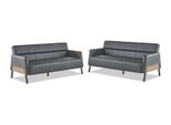 Divani In Pelle Set Di Divani A 3 Posti In Pelle Nera Moderna In Acciaio Inox Divano In Legno