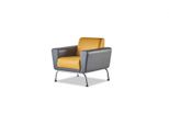 Poltrona Giallo Grigio Poltrona Moderna Legno Morbido Braccioli Acciaio Inox Pelle
