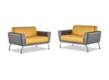 Divani In Pelle Set Di Divani A 2 Posti Giallo Grigio Acciaio Inox Divano Moderno Completo