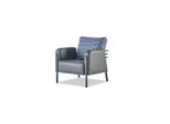 Poltrona Grigio Blu Imbottitura Cuscino Pelle Tessile Moderna Acciaio Inox 1 Posto