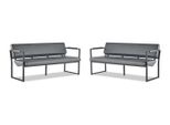 Set Di Divani In Pelle A 3 Posti In Pelle Nera In Acciaio Inox Set Di Divani Moderni Divano