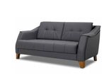 Soggiorno Divano A 2 Posti In Pelle Grigio Legno Design Moderno A Due Posti