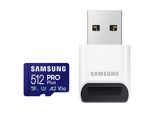 SAMSUNG Speicherkarte PRO Plus (2023) microSD, inkl. USB-Kartenleser, blau (blau, weiß), 512 GB, Speicherkarten